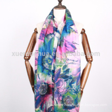 digital printed floral pattern water soluble wool scarf for fall